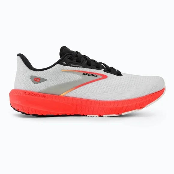 Brooks Launch 10 Men's Running Shoes white/black/fiery coral Sz 8.5 - Picture 2 of 10